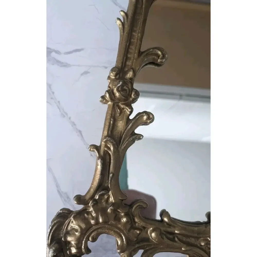 Victorian Ornate Cast Iron Art Picture Mirror Frame Wall Hanging / Stand It Up